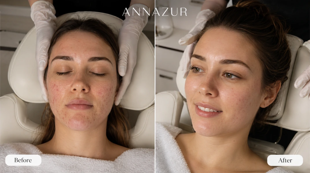 Before and after microneedling. skin renewed. with precision. jacksonville. at ANNAZUR Organic Beauty Spa, Jacksonville FL