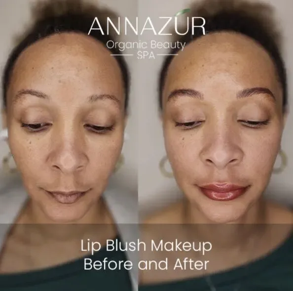 Before and after lip blushing at ANNAZUR Organic Beauty Spa, Jacksonville FL — photo 2