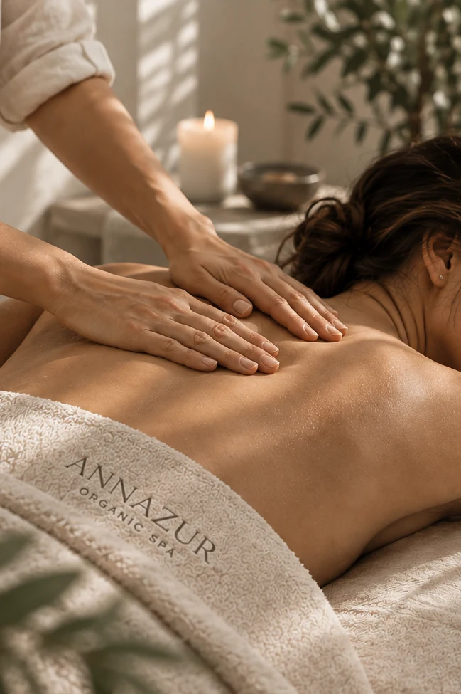 Relaxing back massage at ANNAZUR Organic Spa, Jacksonville FL