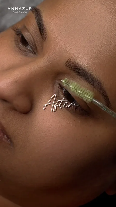 Powder brows before and after on a real client at ANNAZUR, Jacksonville FL