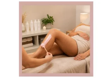 Prepared client at a waxing appointment after following pre-visit steps to reduce discomfort and protect her skin