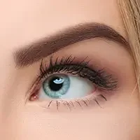 Close-up showing powder brows permanent makeup result with soft ombre effect and defined shape