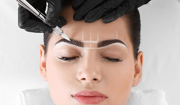 Microblading mapping being done