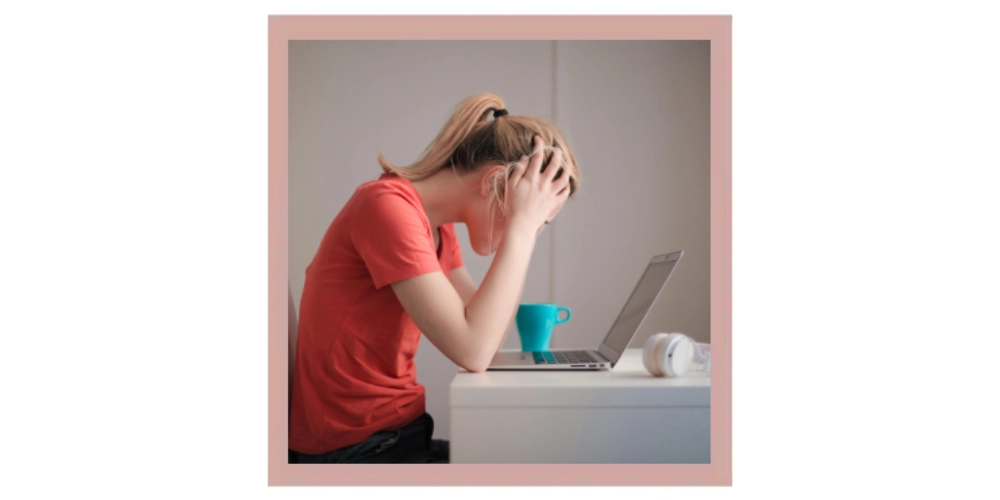Stress woman due to working tasks Stress woman due to working tasks